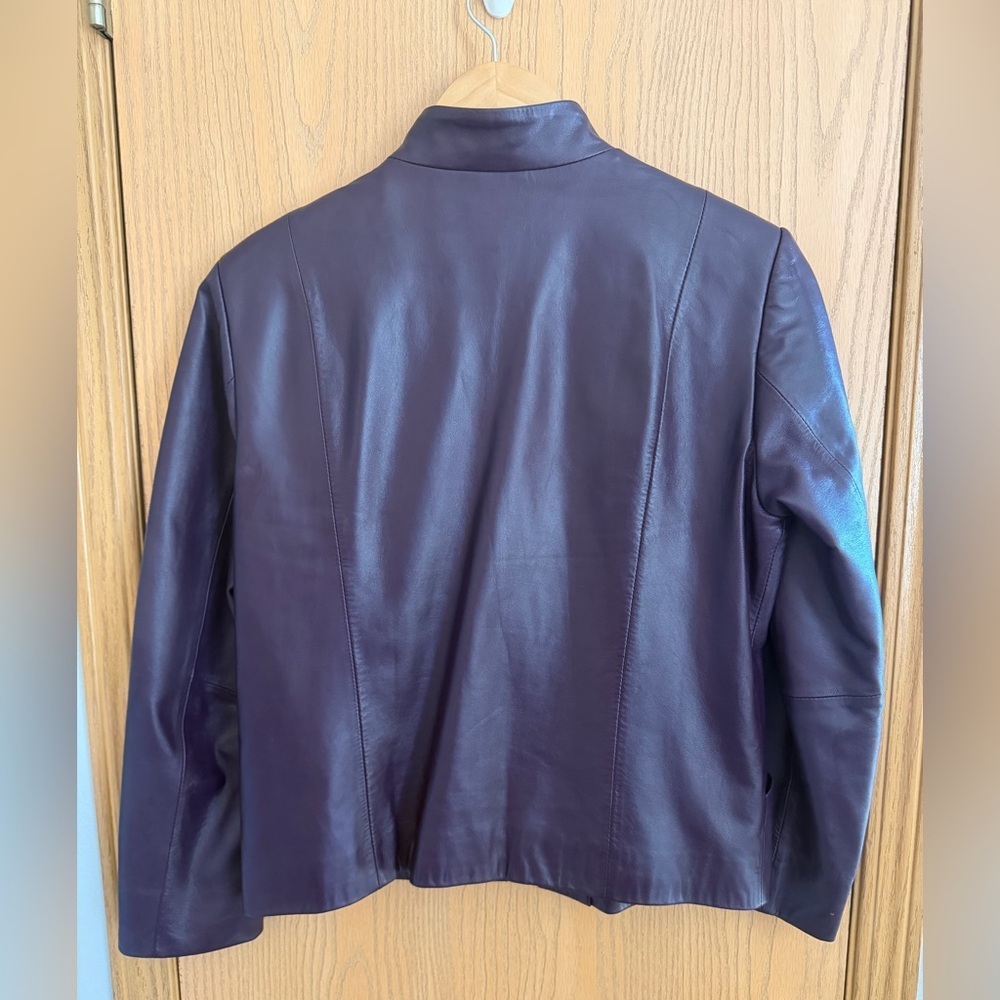 PENDLETON Plum Purple Moto Zipper Front High Collar 100% Leather Jacket Size S - Picture 7 of 16